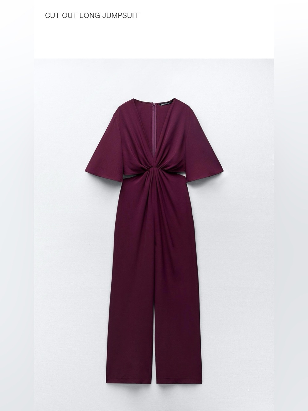 Zara EWomen's Twist-Front Cut-Out Jumpsuit  in Burgundy - Picture 6 of 6